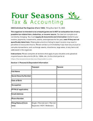 2025 Individual Tax Organizer Form 1040