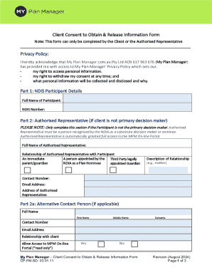 Client Consent to Obtain & Release Information Form