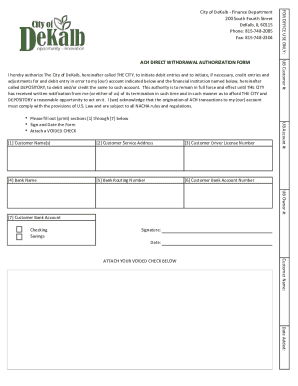 ACH Direct Withdrawal Authorization Form