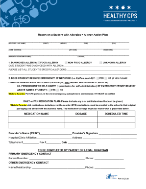 Allergy Action Plan for Student