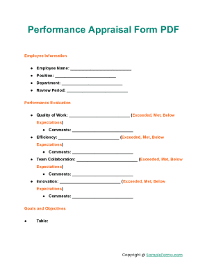 Employee Performance Appraisal Form