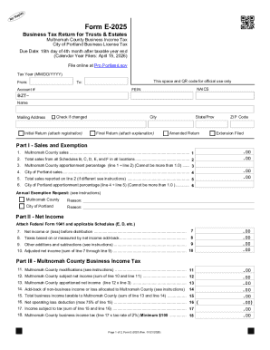 Form E-2025 Business Tax Return