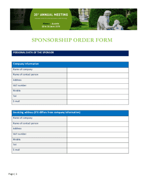 Sponsorship Order Form