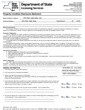 New York Property Condition Disclosure Statement