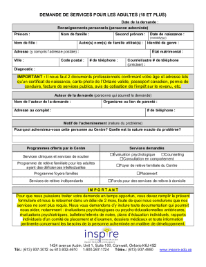 Ontario Adult Services Request Form