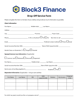 Drop-Off Tax Service Form