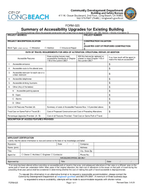 Summary of Accessibility Upgrades for Existing Building