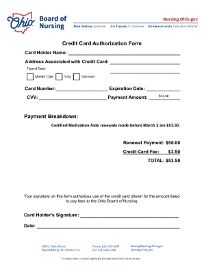Credit Card Authorization Form