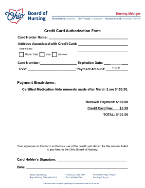 Credit Card Authorization Form