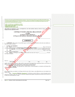 Colorado Real Estate Contract to Buy and Sell Land