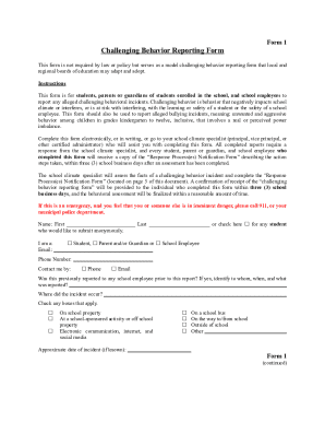 Challenging Behavior Reporting Form