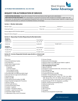 Request for Authorization of Services