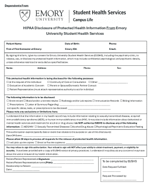 HIPAA Disclosure Form