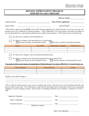 Housing Improvement Program Addendum