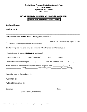 HEAP Financial Assistance Statement