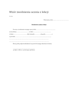 Student Excuse Note Template