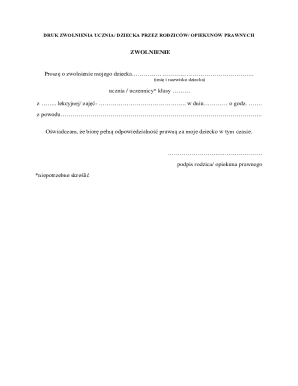 Child Excuse Note from Parents