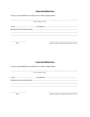 School Absence Justification Form
