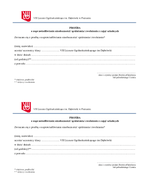 School Absence Excuse Note