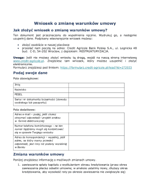 Credit Agricole Bank Polska Loan Restructuring Application