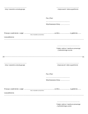 Polish Student Excuse Form