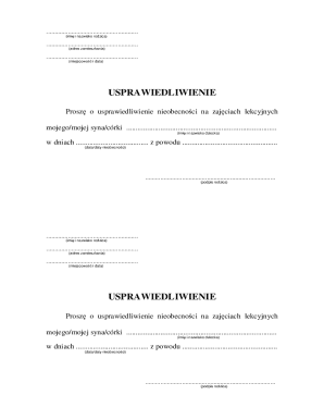 Polish School Absence and Excuse Forms
