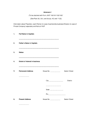 JVAT Form Annexure I