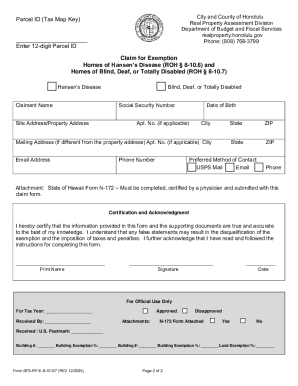 Hawaii Real Property Tax Exemption Form