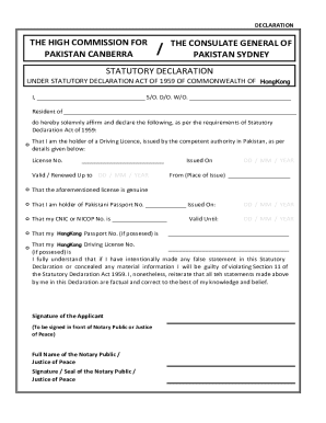 Pakistan Driving License Authentication Declaration