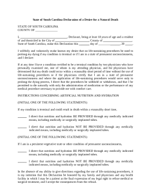 South Carolina Natural Death Declaration