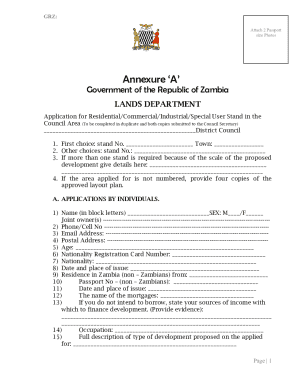 Zambia Land Application Form