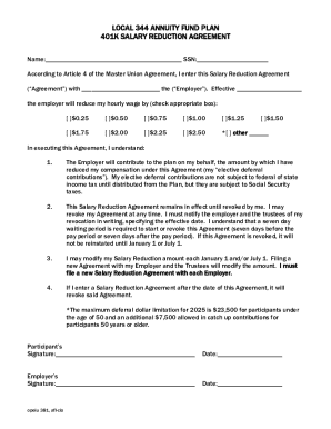401K Salary Reduction Agreement