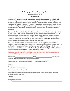 Challenging Behavior Reporting Form