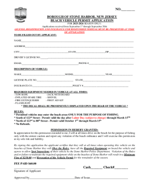 Beach Vehicle Permit Application
