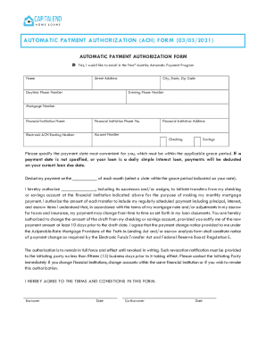 Automatic Payment Authorization Form