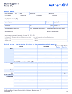 Nevada HMO Employer Application