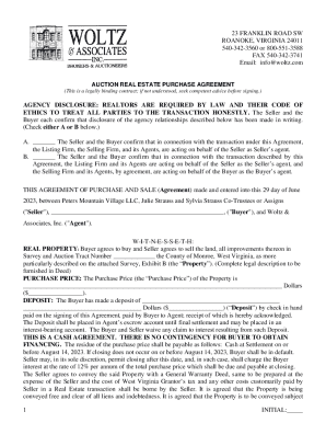 Auction Real Estate Purchase Agreement