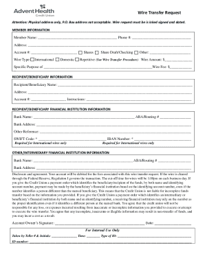 Wire Transfer Request Form