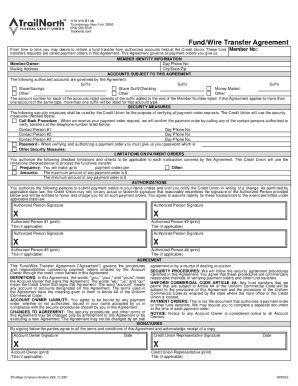 Fund/Wire Transfer Agreement
