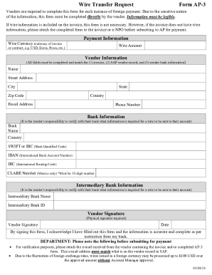 Wire Transfer Request Form AP-3
