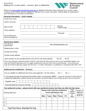 Nursery Application Form
