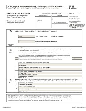 US Copyright Office Form SA1-2E