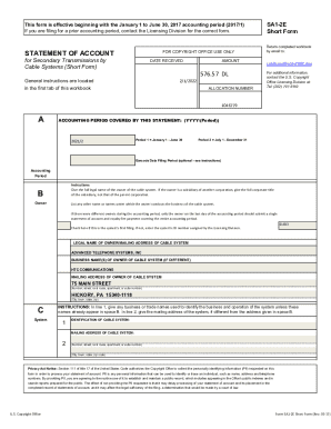 US Copyright Office Form SA1-2E