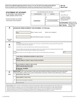 US Copyright Office Form SA1-2E
