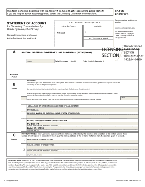 US Copyright Office Form SA1-2E