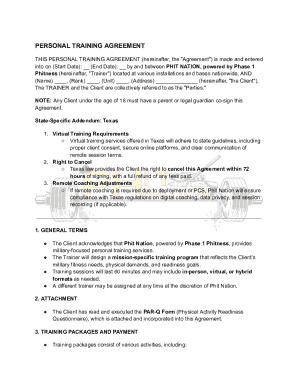 Personal Training Agreement