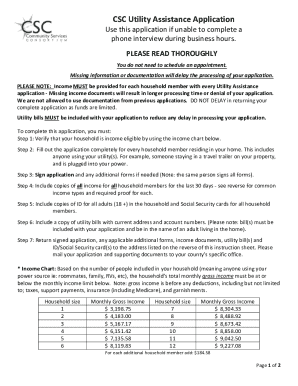 CSC Utility Assistance Application