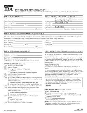 Roth IRA Withdrawal Authorization