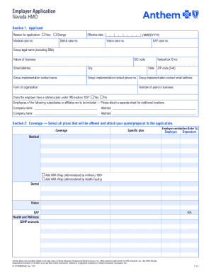 Nevada HMO Employer Application