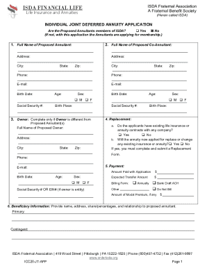 ISDA Joint Deferred Annuity Application